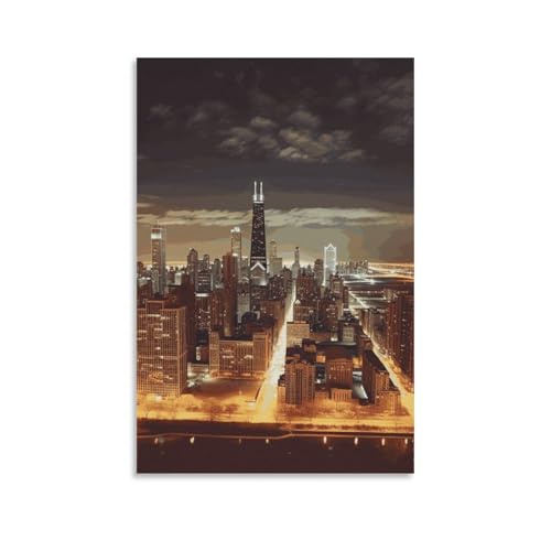 Peinture sur toile de Chicago City, poster salon idéal pour mur vide
