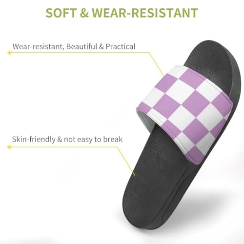 Purple Checkered Squares Pattern PVC Slippers Sandals for Women Men Open Toe Soft Cushioned Non-Slip Sandal for Indoor Outdoor3