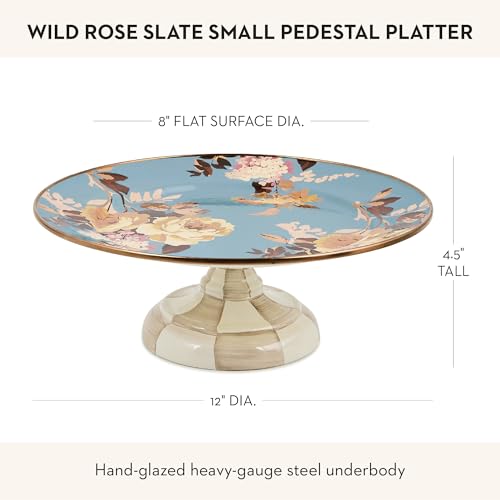 Image of MACKENZIE-CHILDS Pedestal Platter, Small, Wild Rose Slate