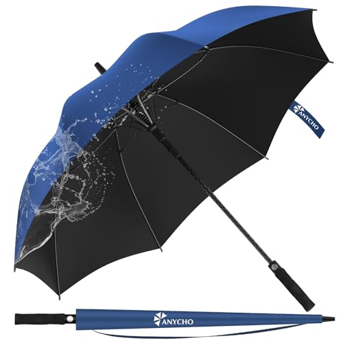 ANYCHO 60inch Big Umbrella for man, Auto Open Golf Rain Umbrella ...