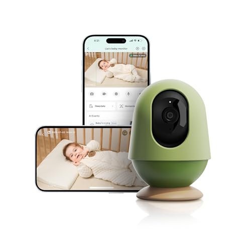 Monai Baby Monitor with Camera and Audio, 3K UHD, 6X Zoom, Room or Travel, Pan 350° Tilt 65°, Cry Detection, Virtual Fence, Face-Cover Alerts, Sleep Monitoring (Camera)