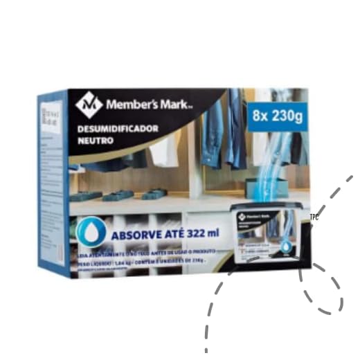 Desumidificador Neutro Member's Mark Pack com 8 Unidades de 230g Cada
