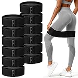 12 Pcs Fabric Resistance Bands for Working Out Booty Workout Stretch Exercise Bands Non Slip for Legs Squat Resistance Loop for Women Men Starter Butt Hip Thigh Fitness (Black,Heavy Resistance)