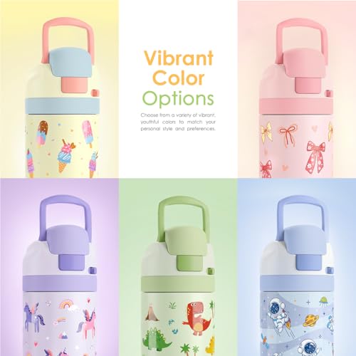 Image of Dinosaur Kids Insulated Stainless Steel Water Bottle 16 Oz, Travel Tumbler for School, Sports for Boys, Girls, Birthday, Back To School