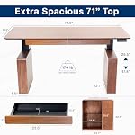 VIVO Walnut 71 x 30 in Executive Standing Desk, DESK-EX7230D | Electric, Dual Motor, Sit Stand, Height Adjustable, Memory Presets, Storage Drawers and Shelves