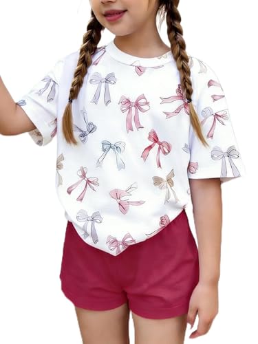 Image of Axumity Kid Toddler Girl Clothes Summer Ruffle Sleeve Figure Graphic Shirt + Shorts Summer Outfits Set