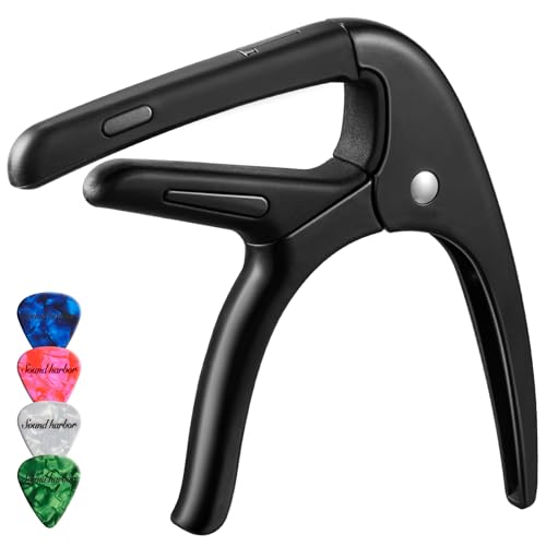 Guitar Capo for Acoustic and Electric Guitars with 4 Picks for Free,Black