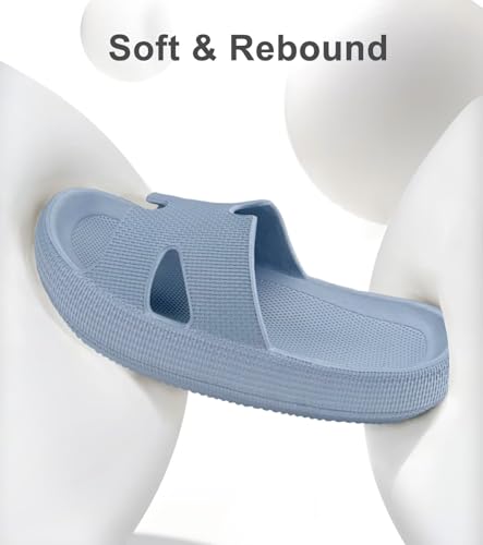 Image of Pillow Slippers for Women House Shower Foam Cushion Slides, Women's Comfy Cloud Recovery Slide, H Sandals for Womens with Non-Slip Lightweight Soft
