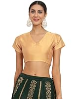 studio rasa Women's Plus Size Silk Blend Stretchable Blouse for Festive Wedding Party (TPWC52338-6XL_BL_Beige_6X-Large)