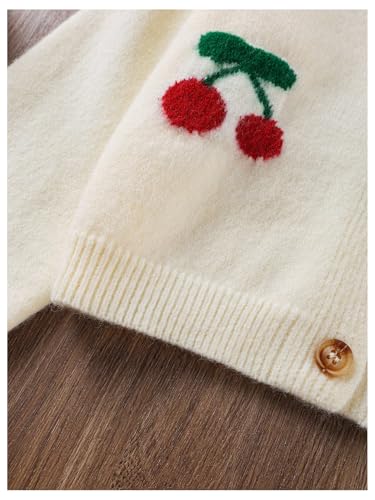 Girl's Cherry Cardigan Sweater Cute Sweater Lightweight Button Down Knit Cardigan V Neck Long Sleeve Knit Tops4