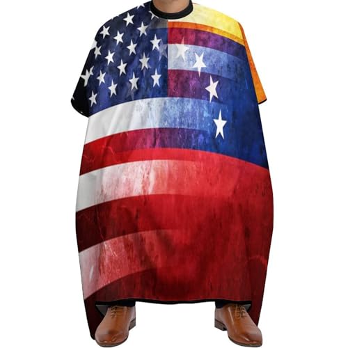 Vintage USA and Venezuela Flag Barber Cape Professional Large Barber Apron Unisex Haircut Cape Water Resistant Salon Cape
