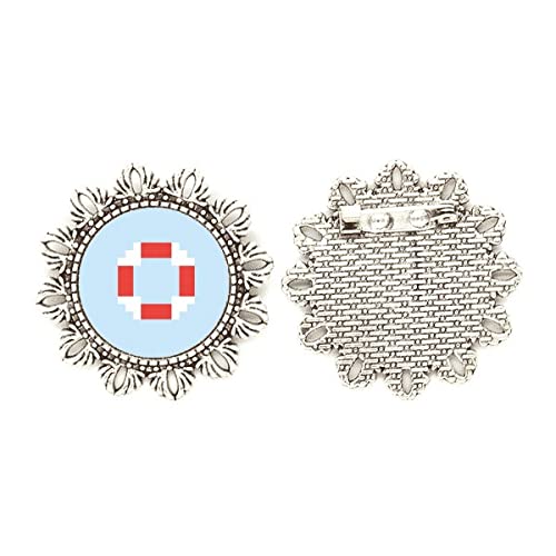 Broche de plata con flor Summer Sail Life Pixel mediano para ropa