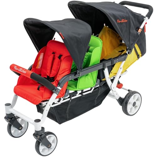 Familidoo H3E 3 Seat Baby Stroller - Tandem Daycare Triple Stroller with 5 Point Safety Harness -...
