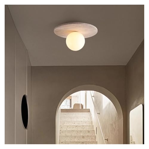 Plafonnier lustre couloir balcon style ancien en corde naturelle D25cm