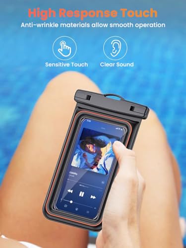 Image of ZORBES Waterproof Phone Pouch 7.5-Inch IPX8 Case for Swim Snorkel Beach | IPX8 Waterproof Protection for Swimming and Beach Use, Clear PVC Touchscreen, Dual Lock Seal, Detachable Sling