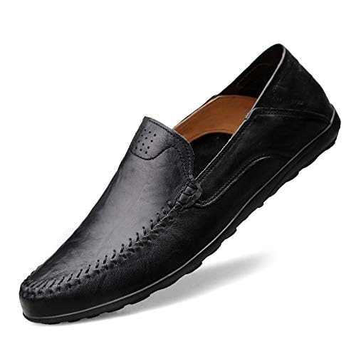 Image of Men's Loafers Genuine Leather Flat Breathable Casual Shoes Handmade Slip On Driving Shoes Fashion Business Shoes