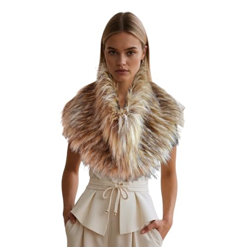 MioCloth Plush Warm Faux Fur Infinity Scarf, Fashion Fake Collar Scarf Autumn Winter Neck Wrap Warmer for Women Men2