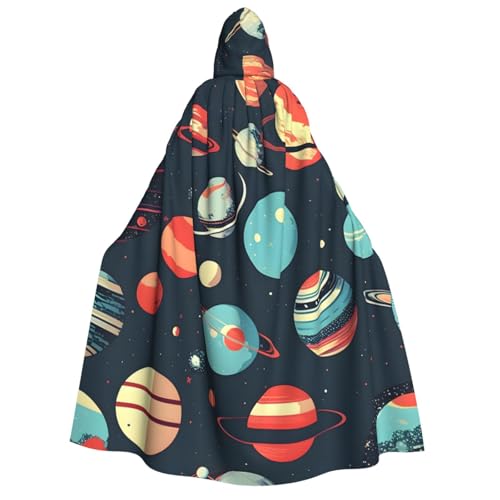 Cape d'Halloween à capuche style planète pour un costume rapide de magicien