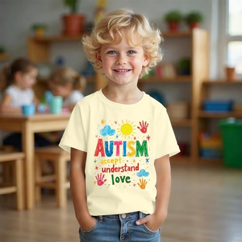 Image of Autism Awareness Shirt Kids Boys Accept Love Understand Tshirt Toddler Autism Shirts Graphic Inspirational Tee Tops
