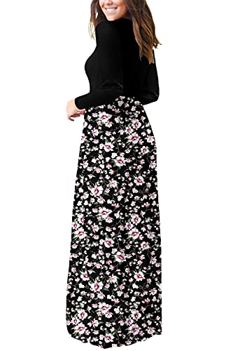 Image of DEARCASE Women's Maxi Dress Long Sleeve Crewneck Empire Waist Long Dresses