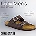 CUSHIONAIRE Lane Cork Footbed Mens Sandals, Adjustable Buckle Comfort Slides for Men, Genuine Leather Insole Summer Sandals Men Footwear, BROWN 8