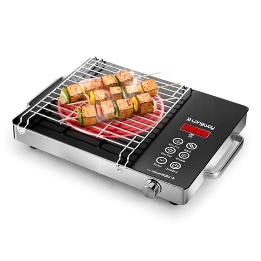 Longway Infralite Pro ICT 2200 W Infrared Cooktop with Free Stainless Steel Grill | Auto Shut Off & Overheat Protection (Black, Touch Control)