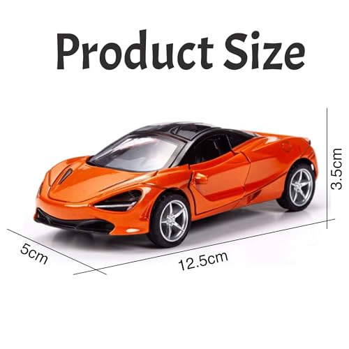 Image of SHAKTISM Die-Cast Metal Car Toy -1:36 Scale, Opening Doors, Pull Back Function, Collectible Toy, Racing Car for Kids Birthday Gift for Boys Girls (Orange McLaran Diecast)