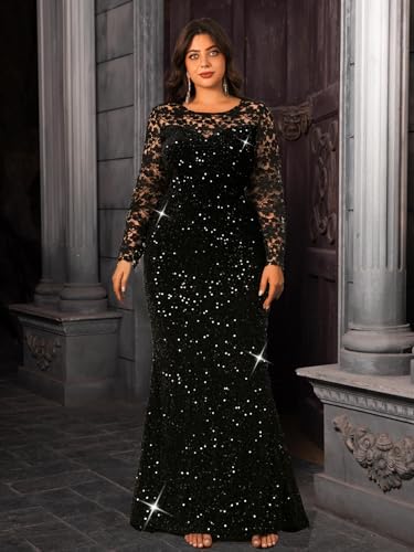 Image of Velvet Sequin Formal Evening Party Dress Sweatheart Bodycon Long Sleeve Maxi Gown