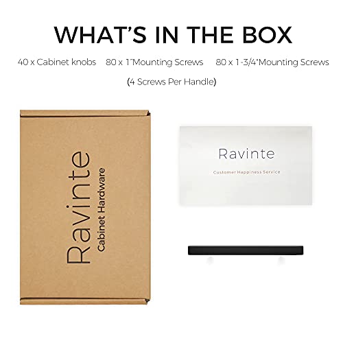 Image of Ravinte 40 Pack 6'' Square Cabinet Pulls Matte Black Stainless Steel Kitchen Drawer Pulls Cabinet Handles 6 inchLength, 3-3 /4 inch Hole Center