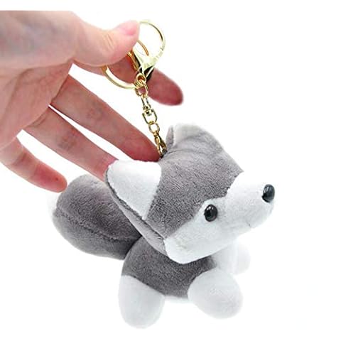 Ruzucoda Plush Husky Stuffed Animals Dog Keychains Toys Puppy Ornaments Pendants Gray Cover