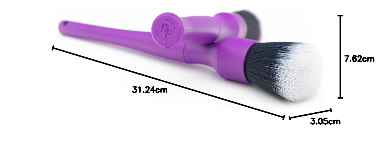 Detail Factory - Synthetisches Detailing-Pinsel-Set – ultraweiche Synthetikborsten, kratzfrei, Instrumentententafeln, Embleme, ein langer Griff und ein kurzer Griff, lila (2er-Pack)