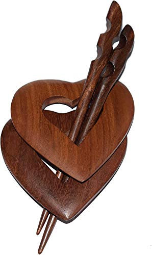 Natural Wooden Heart Shape Hair Sticks Wood Hairpin Chopsticks Beautiful gift image 4