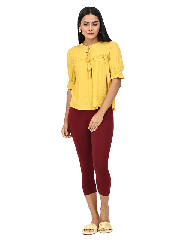 Image of Robinbosky Premium Stretchable Cotton Capri Legging for Women | Suitable for Formal wear & Casual wear | High-End Elastic Makes. The Leggings Squat Proof and Durable for Travel, Yoga, & Workout.