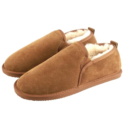 Eastern Counties Leather Mens Avi Sheepskin Hard Sole Slippers (10 UK) (Chestnut)
