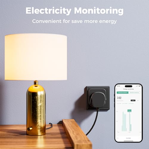 Woox Smart Plug with Energy Monitoring,13A WiFi Compatible Alexa & Google,Wifi Voice Remote Control and Timer Function,2.4Ghz ONLY,No Hub(4 pack), White,4pack Monitoring, (R6130) - Image 3