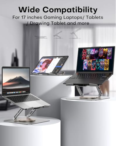 Image of OMOTON Heavy Laptop Stand for Desk, 360 Rotating Aluminum Gaming Riser