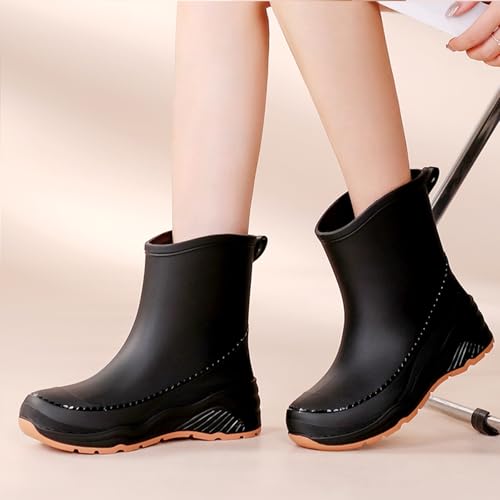 Image of Nutropa Mid Calf Rain Boots for Women, Anti-Slip Outdoor Work Rain Shoes