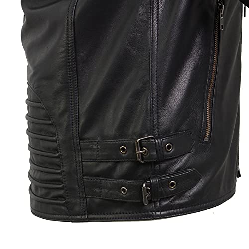 Milwaukee Leather SFM1885 Men's Black Leather Fashion Jacket with Piping Design4