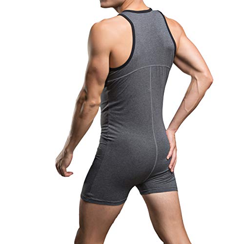 YUFEIDA Men's Athletic Supporters One Piece Bodysuit Cotton Jumpsuit Slim Fit Active Base Layers Singlet Leotard3