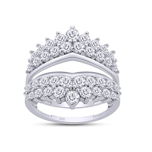 1.90 Carat (ctw) Lab Created Moissanite & Lab Grown Diamond Double Row Solitaire Enhancer Guard Ring For Women In 14K Gold Over Sterling Silver (1.90 Ctw)