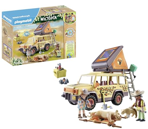Playmobil 71293 Explorateurs avec véhicule Tout Terrain - Wiltopia - avec Deux Personnages et Deux Lions - Gamme Wiltopia avec Plus de 80% de matériaux recyclés ou...