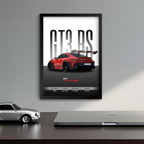 Image of Funk You Store Porche 911 GT3 RS Poster | Framed Porche A4 Sized (31 x 23 cm) | Supercar Posters for Wall, Gift for Boys, 911 Car Frames | Car Poster for Wall, Bedroom, Hostel, Study Room (F 006)