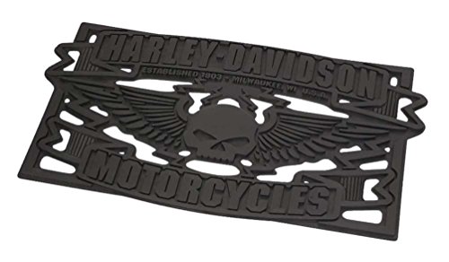Harley-Davidson Winged Willie G Skull Skull Entry Rubber Mat, Black HDL-10096