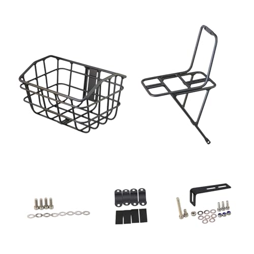 Colaxi Bike Basket Accessory Front Sturdy Construction Easily Install Large Capacity Black Cargo Basket for Riding Luggage Outdoor, with Cargo Rack