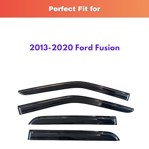 Image of KPY Rain Guards Fit for 2013-2020 Ford Fusion, Out-Channel Window Visors Vent Wind Deflectors 4PC, Car Accessories for 13-20 Fusion