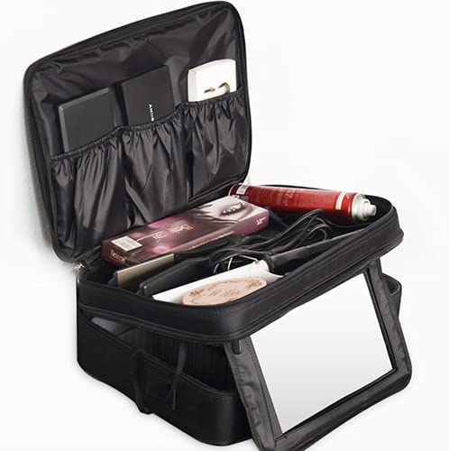 Cosmetic Organizer with Adjustable Division (XL, Black)