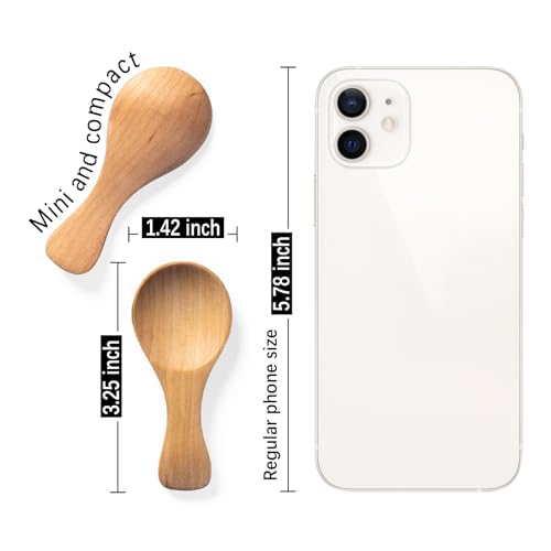 Image of 6pcs Small Wooden Spoons, 3.2inch Small Wooden Spoons for Honey, Yellowish Mini Wood Teaspoons for Tiny Eating Ice Cream Jars Spice Condiments Tea Bath Salt Coffee Sugar Jam Mustard Seasoning