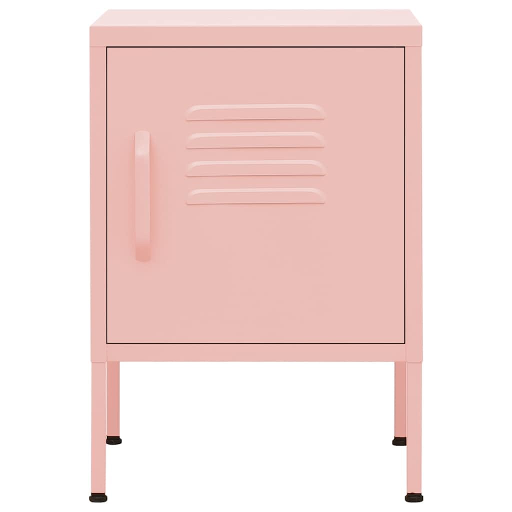 Comodino rosa in acciaio 35 x 35 x 51 cm con vano regolabile, serratura e livellatori per camera da letto, soggiorno, corridoio, cameretta dei bambini e camera degli ospiti
