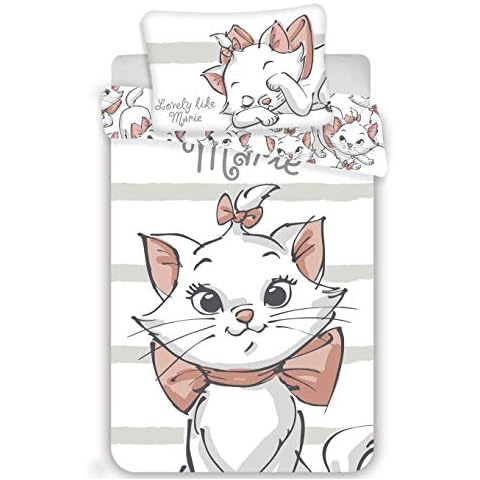 White Bedding Set - Marie - The Aristocats Duvet Cover 100 x 135 cm + Pillowcase 40 x 60 cm Cover