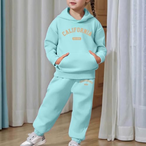 California Sweatsuit for Girl 2 Piece Set Casual Letter Printed Long Sleeve Hoodies and Sweatpants Kids Fall Clothes4